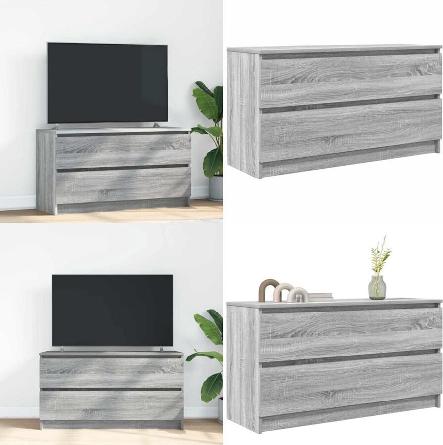 VidaXL Tv-meubel 100x35x54 cm bewerkt hout grijs sonoma eikenkleurig Tv-meubel Tv-kasten Tv-standaard Tv-meubel