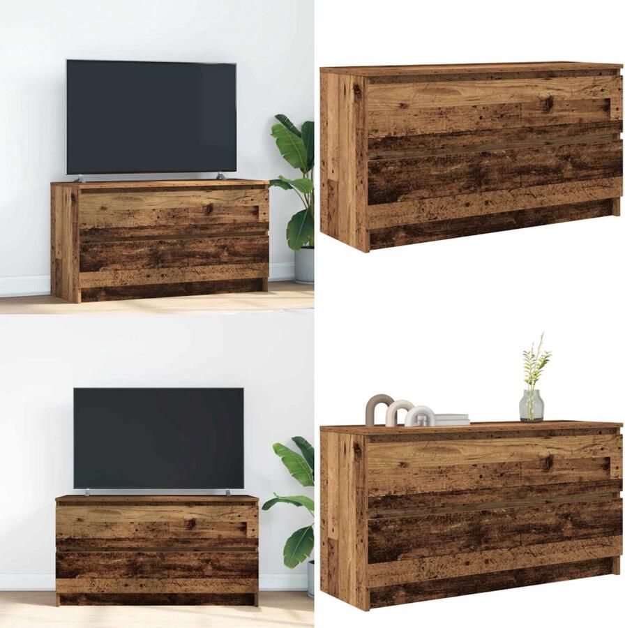 VidaXL Tv-meubel 100x35x54 cm bewerkt hout oud houtkleurig Tv-meubel Tv-kasten Tv-standaard Tv-meubel