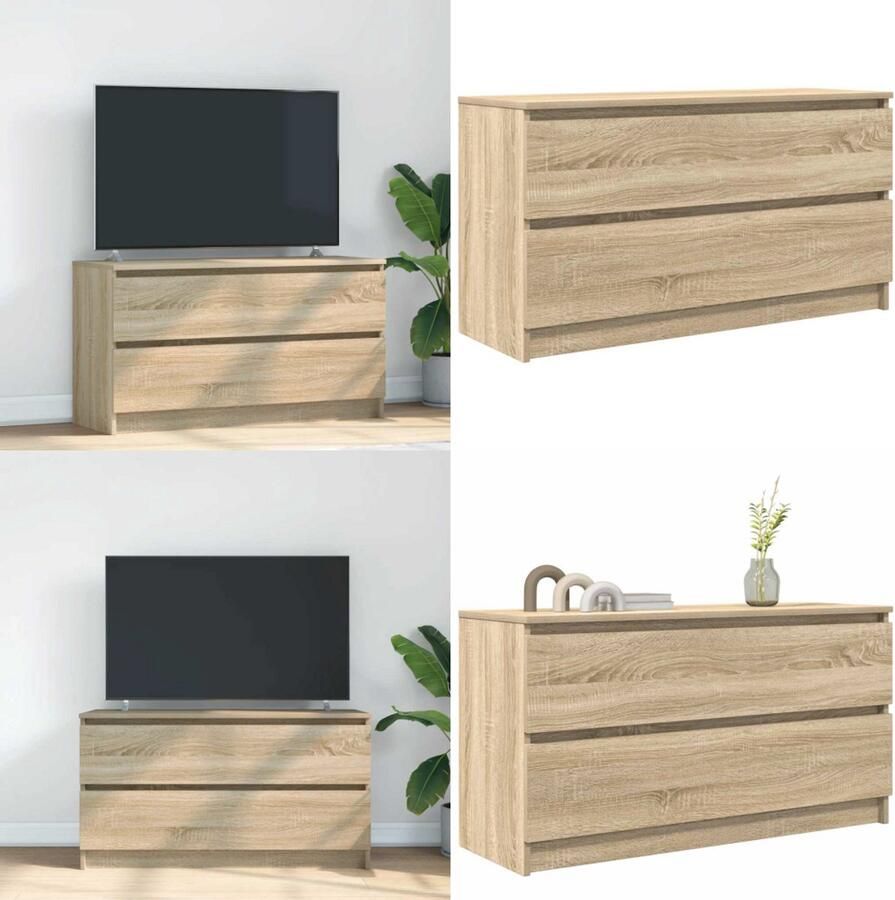 VidaXL Tv-meubel 100x35x54 cm bewerkt hout sonoma eikenkleurig Tv-meubel Tv-kasten Tv-standaard Tv-meubel