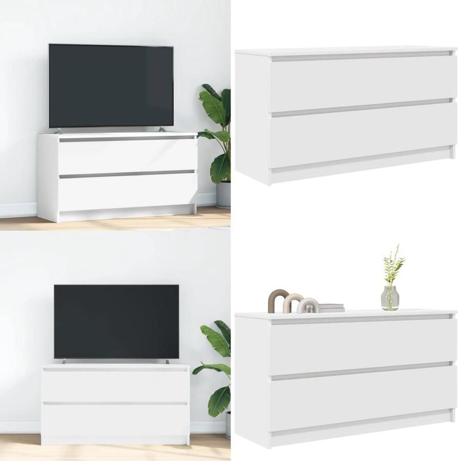 VidaXL Tv-meubel 100x35x54 cm bewerkt hout wit Tv-meubel Tv-kasten Tv-standaard Tv-meubel