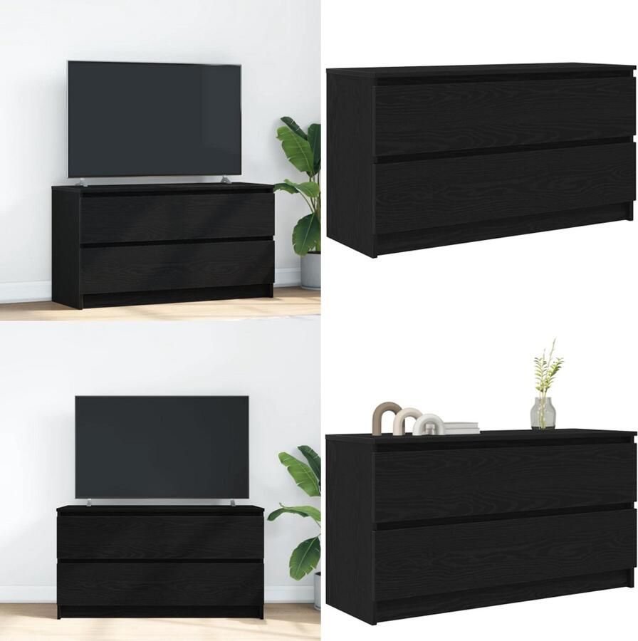 VidaXL Tv-meubel 100x35x54 cm bewerkt hout zwart Tv-meubel Tv-kasten Tv-standaard Tv-meubel