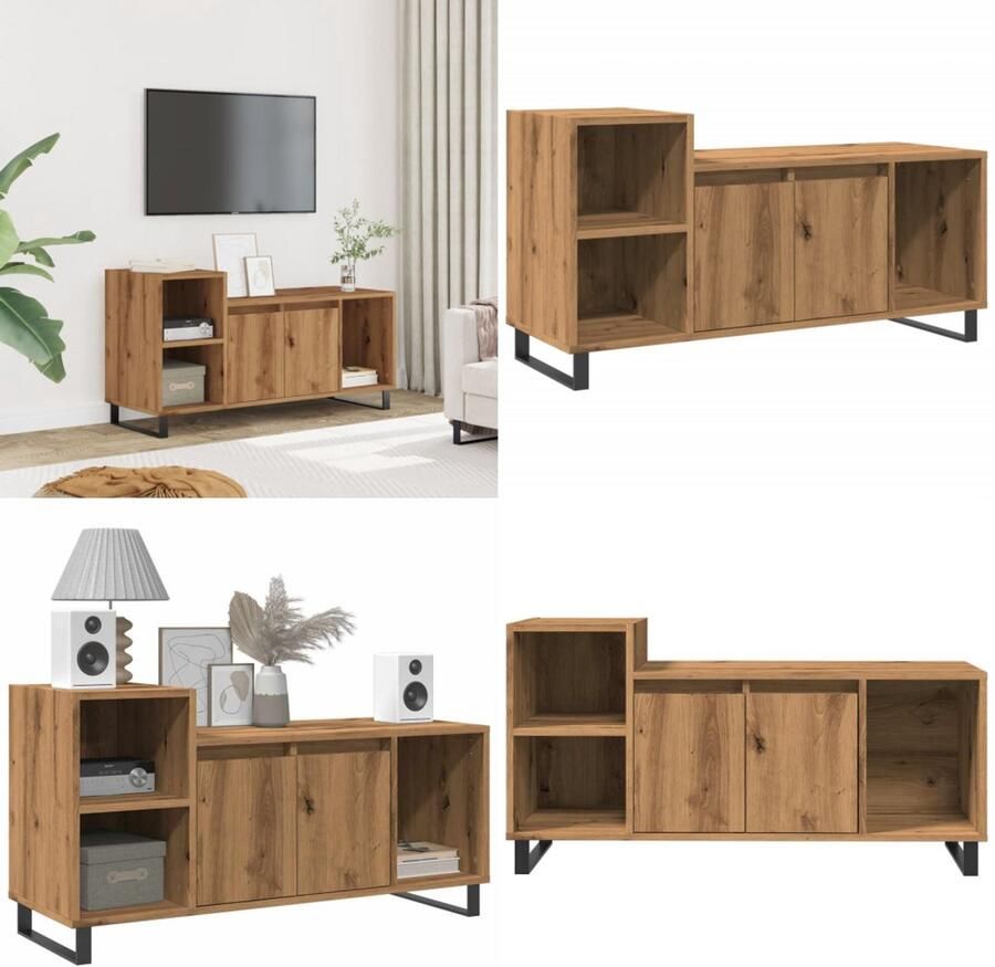 VidaXL Tv-meubel 100x35x55 cm bewerkt hout artisanaal eikenkleur Tv-meubel Tv-meubelen Tv-standaard Televisiemeubel