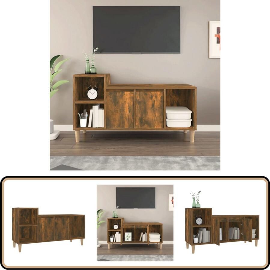VidaXL -Tv-meubel-100x35x55-cm-bewerkt-hout-gerookt-eikenkleurig - Foto 2