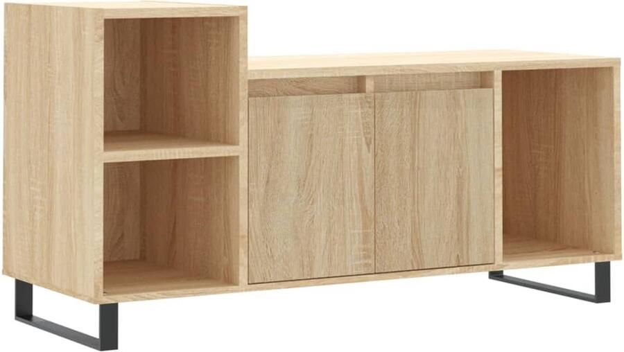 The Living Store Tv-meubel Sonoma Eiken 100 x 35 x 55 cm Met opbergruimte Stevig materiaal Tv-meubel Salontafel Kast Houten Tv-kast Media Kast
