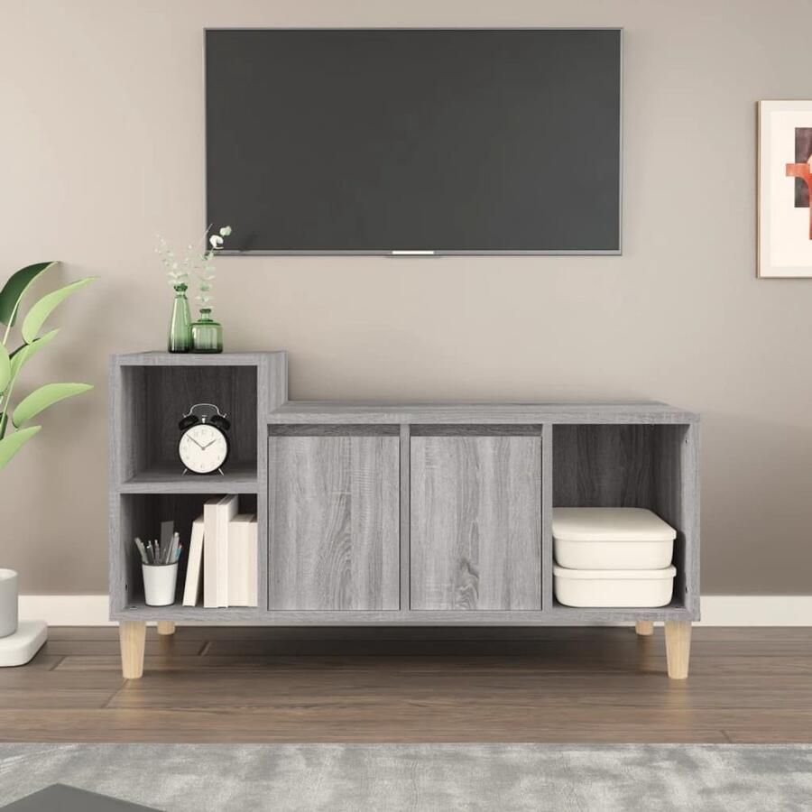 VidaXL Tv-meubel 100x35x55 cm Grijs Sonoma Eiken Tv Kast Tv Meubel Salontafel Woonkamerinrichting Houten Tv Kast