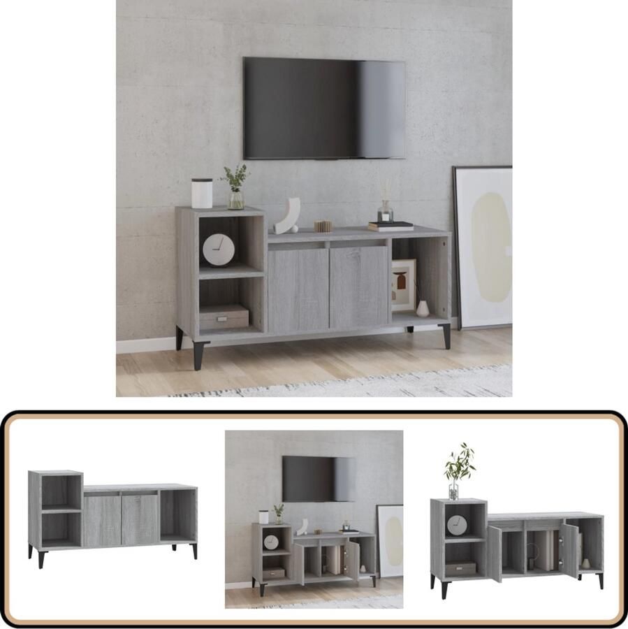 VidaXL Tv-meubel 100x35x55 cm Grijs Sonoma Eiken Tv Kast Tv Meubel Salontafel Woonkamerinrichting Houten Tv Stand