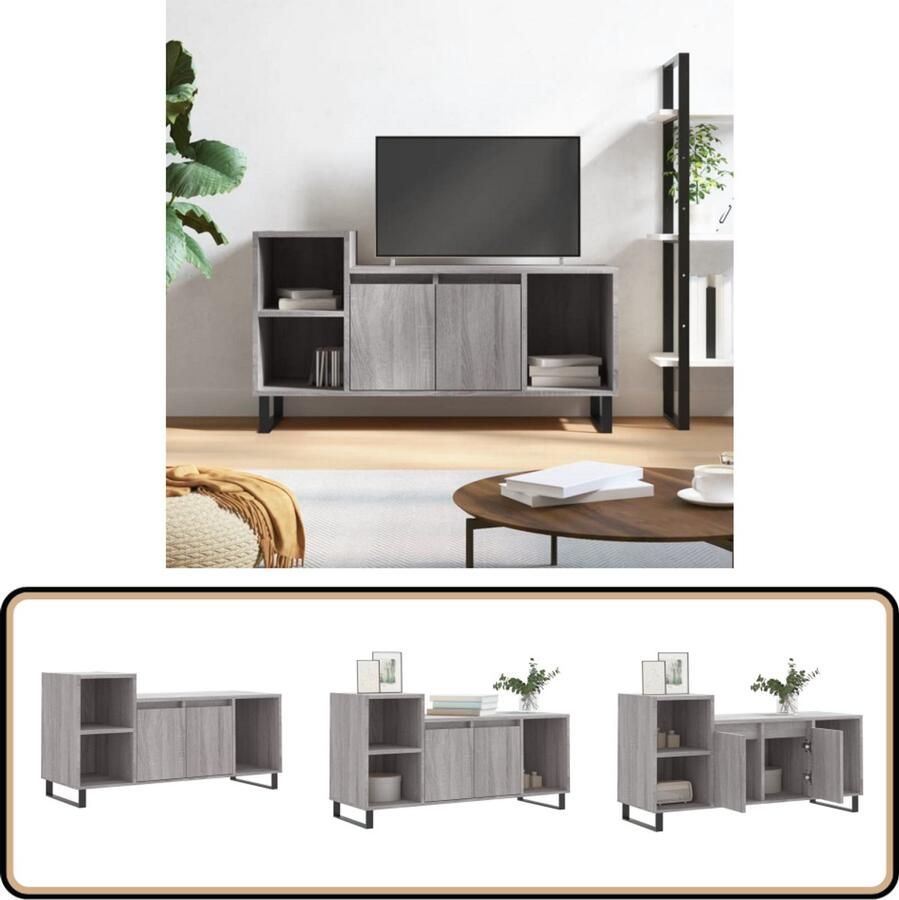 VidaXL Tv-meubel 100x35x55 cm Grijs Sonoma Eiken Tv-meubel Salontafel Kast Houten Tv-meubel Grijze Tv-meubel