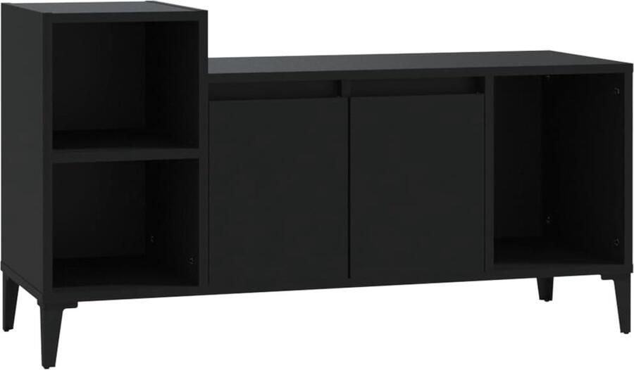 VidaXL Tv-meubel 100x35x55 cm zwart hout & ijzer Tv Kast Zwarte Tv Kast Houten Tv Kast Media Kast Entertainment Center Salontafel Woonkamerdecoratie