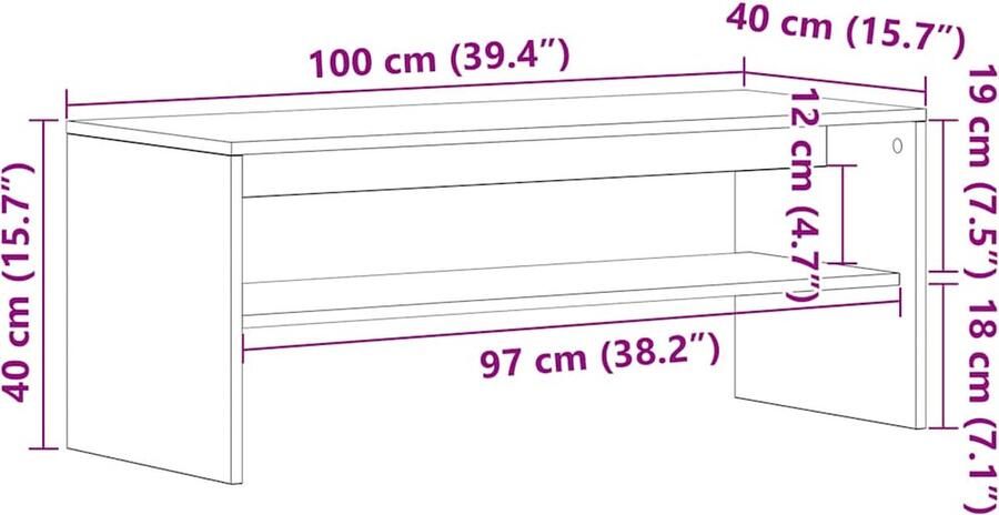VidaXL Tv-meubel 100x40x40 cm spaanplaat zwart eikenkleurig - Foto 2