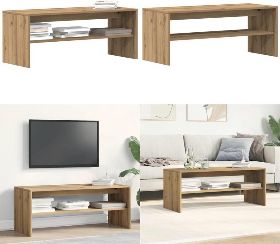 VidaXL Tv-meubel 100x40x40 cm bewerkt hout artisanaal eikenkleurig Tv-meubel Tv-meubelen Tv Kast Opbergkast