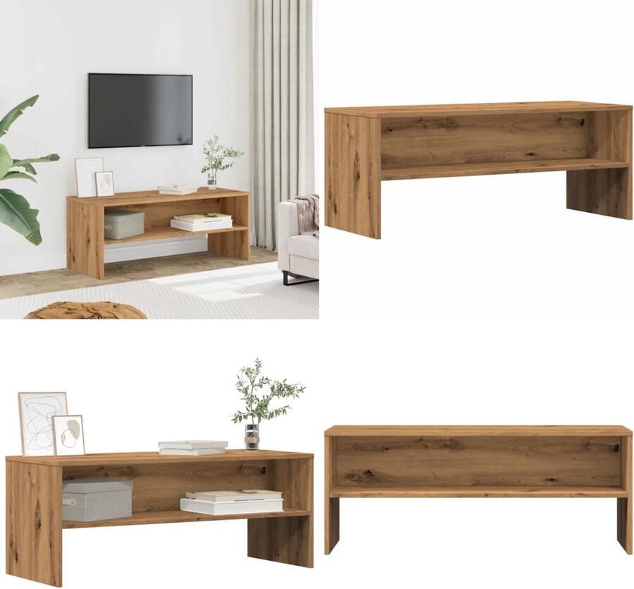 VidaXL Tv-meubel 100x40x40 cm bewerkt hout artisanaal eikenkleurig Tv-meubel Tv-meubelen Tv Kast Opbergkast