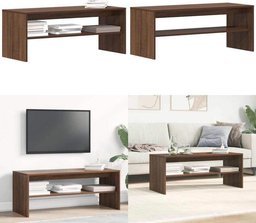 VidaXL Tv-meubel 100x40x40 cm bewerkt hout bruin eikenkleur Tv-meubel Tv-meubelen Tv Kast Opbergkast