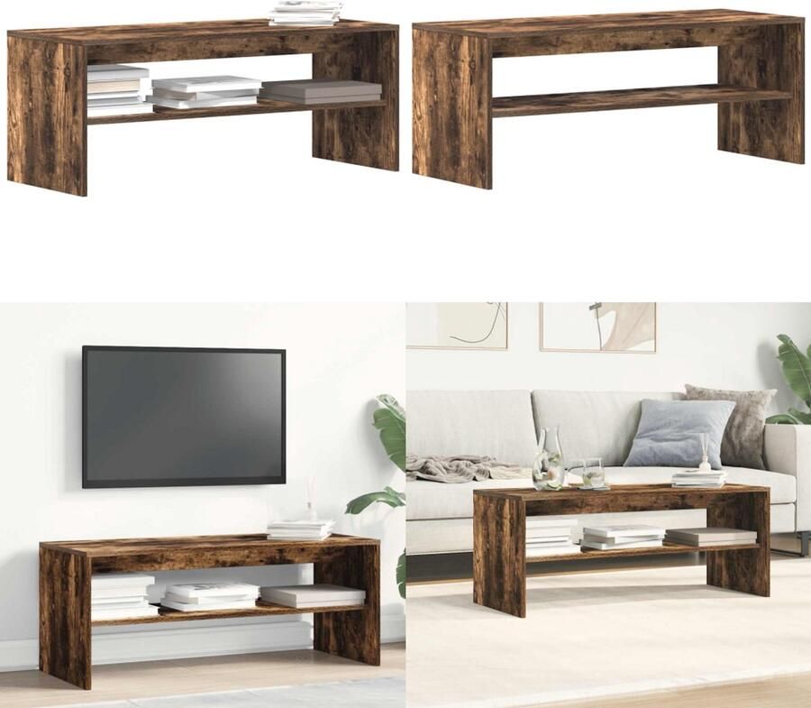VidaXL Tv-meubel 100x40x40 cm bewerkt hout gerookt eikenkleurig Tv-meubel Tv-meubelen Tv Kast Opbergkast