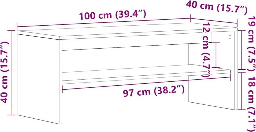 VidaXL Tv-meubel 100x40x40 cm bewerkt hout grijs sonoma eikenkleurig