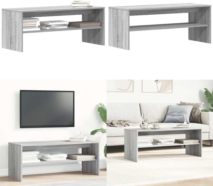 VidaXL Tv-meubel 100x40x40 cm bewerkt hout grijs sonoma eikenkleurig Tv-meubel Tv-meubelen Tv Kast Opbergkast