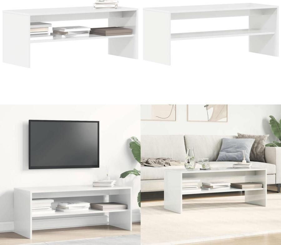 VidaXL Tv-meubel 100x40x40 cm bewerkt hout hoogglans wit Tv-meubel Tv-meubelen Tv Kast Opbergkast