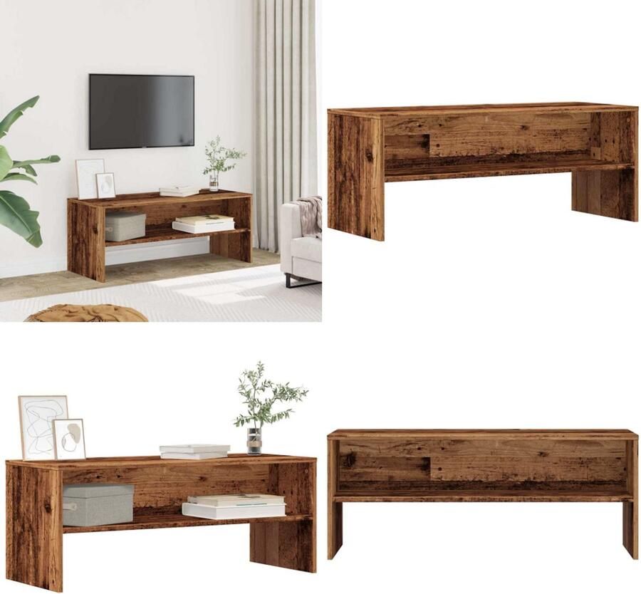 VidaXL Tv-meubel 100x40x40 cm bewerkt hout oud houtkleurig Tv-meubel Tv-meubelen Tv Kast Opbergkast