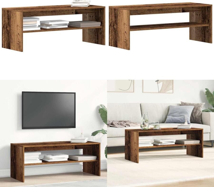VidaXL Tv-meubel 100x40x40 cm bewerkt hout oud houtkleurig Tv-meubel Tv-meubelen Tv Kast Opbergkast - Foto 2