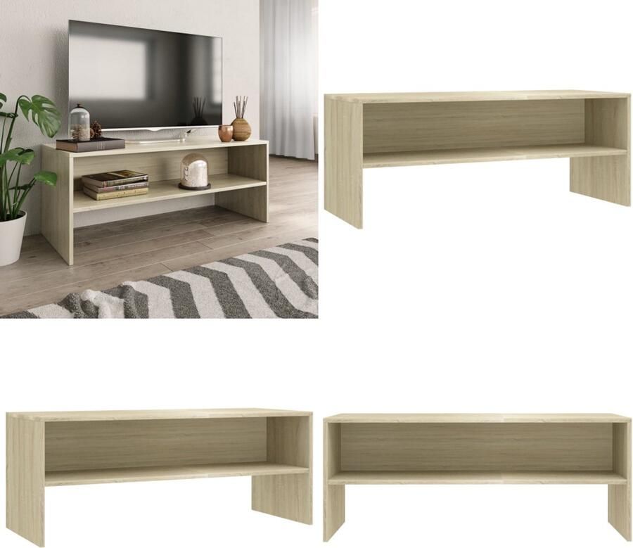 VidaXL Tv-meubel 100x40x40 cm bewerkt hout sonoma eikenkleurig Tv-meubel Tv-meubels Tv-meubelen Tv-meubilair