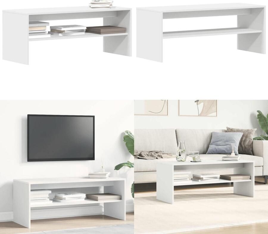 VidaXL Tv-meubel 100x40x40 cm bewerkt hout wit Tv-meubel Tv-meubelen Tv Kast Opbergkast