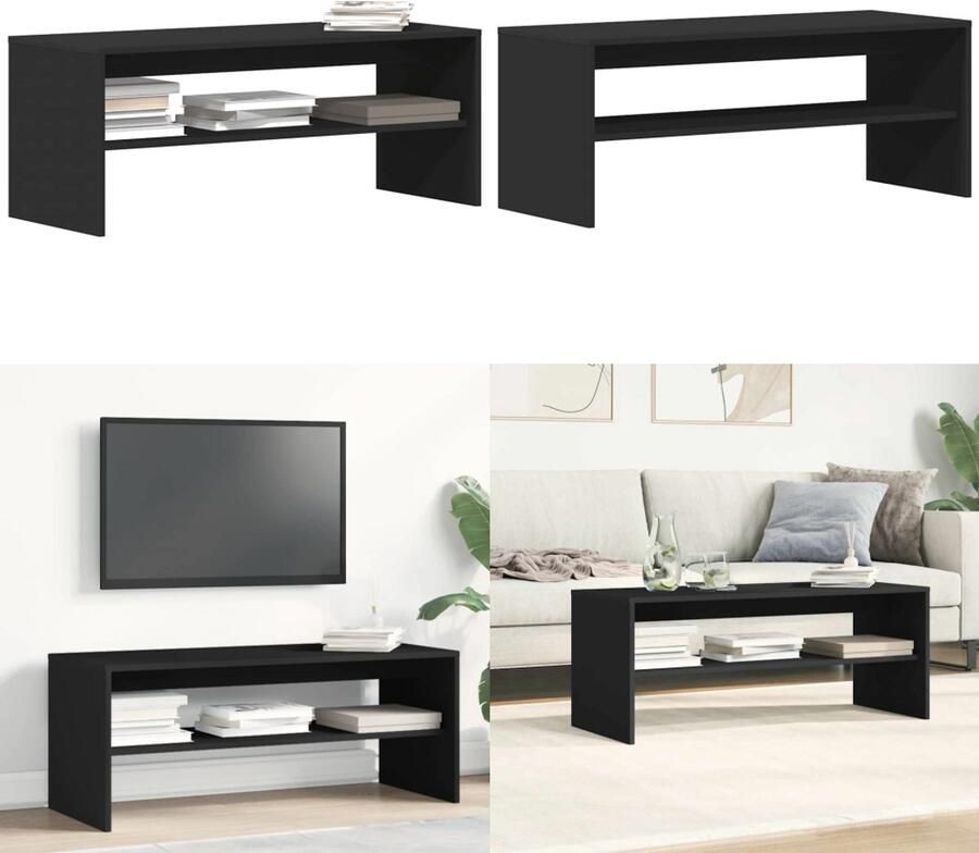 VidaXL Tv-meubel 100x40x40 cm bewerkt hout zwart Tv-meubel Tv-meubelen Tv Kast Opbergkast
