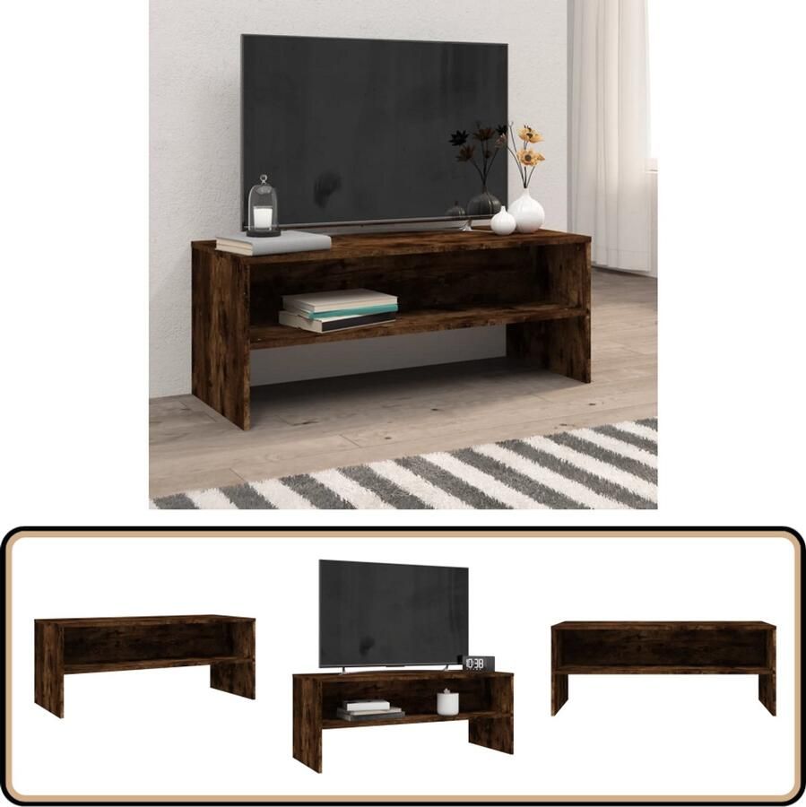 VidaXL Tv-meubel 100x40x40 cm Gerookt Eiken Tv Meubelen Tv Kast Houten Tv Stand Gerookte Eiken Meubilair Salontafel Livingroom Furniture