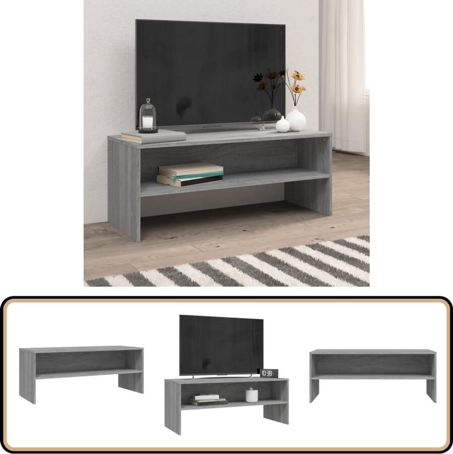 VidaXL Tv-meubel 100x40x40 cm Grijs Sonoma Eiken Tv Meubel Houten Tv Kast Tv Stand Salontafel Media Kast