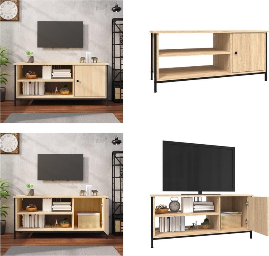 VidaXL Tv-meubel 100x40x45 cm bewerkt hout sonoma eikenkleurig Tv-meubel Tv-meubelen Tv-standaard Televisiemeubel