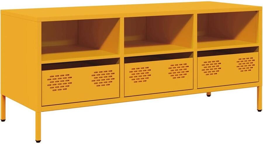 VidaXL Tv-meubel 101 5x39x43 5 cm koudgewalst staal mosterdgeel
