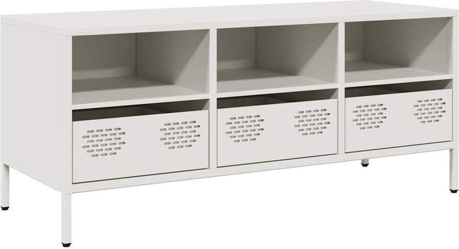 VidaXL Tv-meubel 101 5x39x43 5 cm koudgewalst staal wit