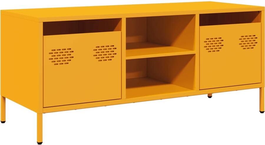 VidaXL Tv-meubel 101 5x39x43 5 cm Staal Mosterdgeel Tv-meubel Tv-meubelen Tv Kast Opbergkast - Foto 2