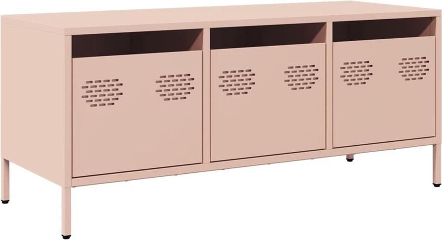 VidaXL Tv-meubel 101 5x39x43 5 cm Staal Roze Tv-meubel Tv-meubelen Tv Kast Opbergkast