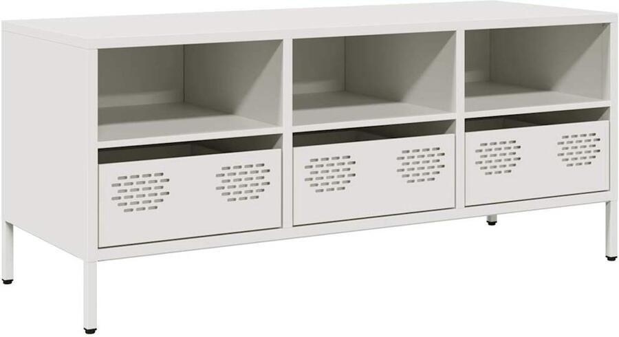 VidaXL Tv-meubel 101 5x39x43 5 cm Staal Wit Tv-meubel Tv-meubelen Tv Kast Opbergkast - Foto 2