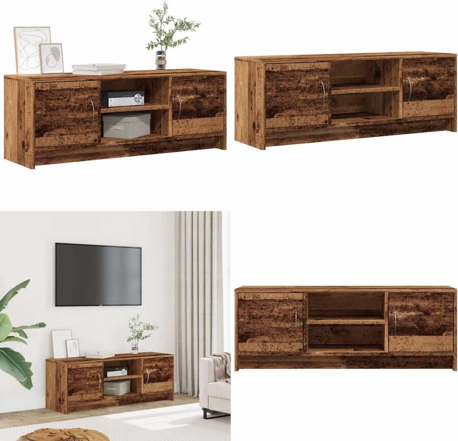 VidaXL Tv-meubel 102x30x37 5 cm bewerkt hout oud houtkleurig Tv-meubel Tv-kasten -Tv-standaard Mediakast