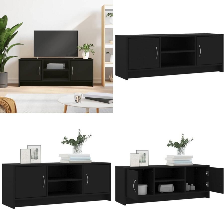 VidaXL Tv-meubel 102x30x37 5 cm bewerkt hout zwart Tv-meubel Tv-meubelen Tv-standaard Televisiemeubel