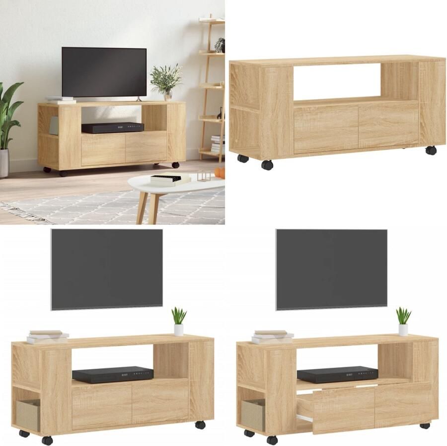 VidaXL Tv-meubel 102x34 5x43 cm bewerkt hout sonoma eikenkleurig Tv-kast Tv-kasten Tv-meubel Hifi-meubel