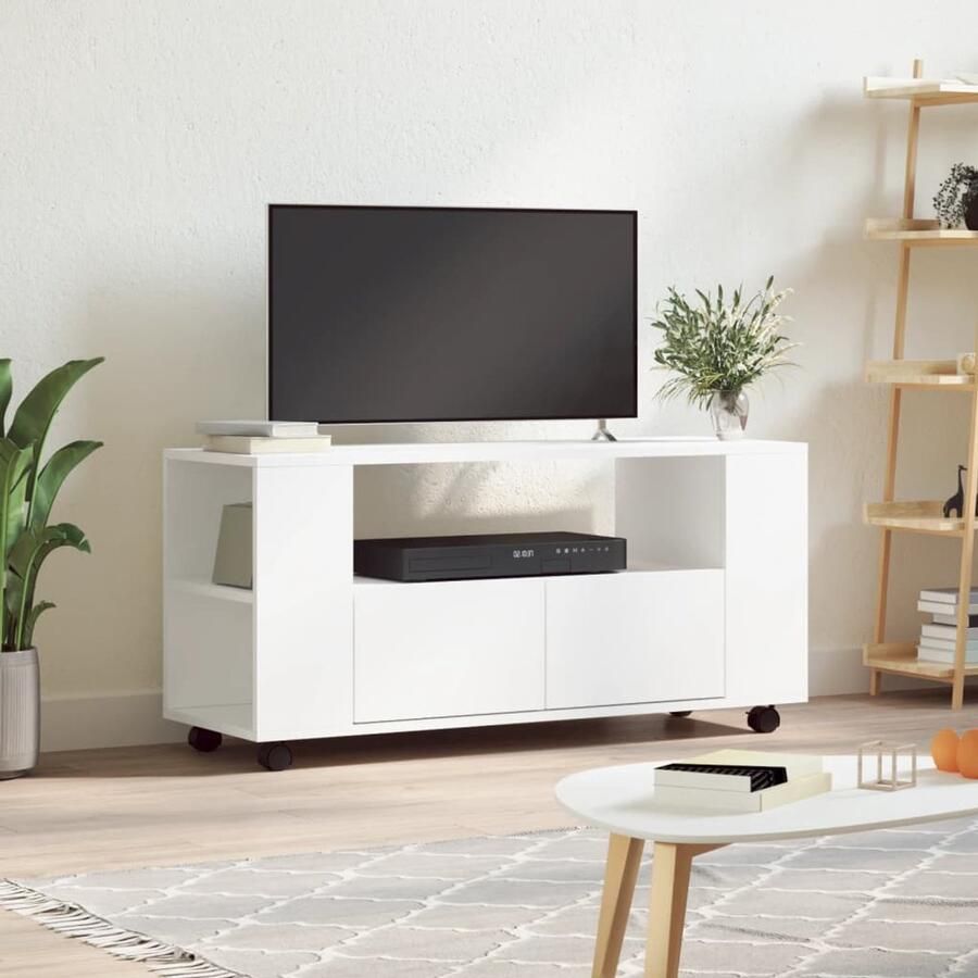 VidaXL Tv-meubel 102x34 5x43 cm Bewerkt hout Wit Tv Kast Tv Meubels Houten Tv Kast Witte Tv Kast Tv Stand