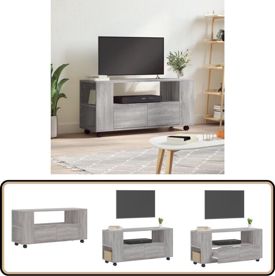 VidaXL Tv-meubel 102x34 5x43 cm Grijs Sonoma Eiken Tv Kast Mediakast Tv Meubels Salontafel Houten Tv Kast Grijze Tv Kast