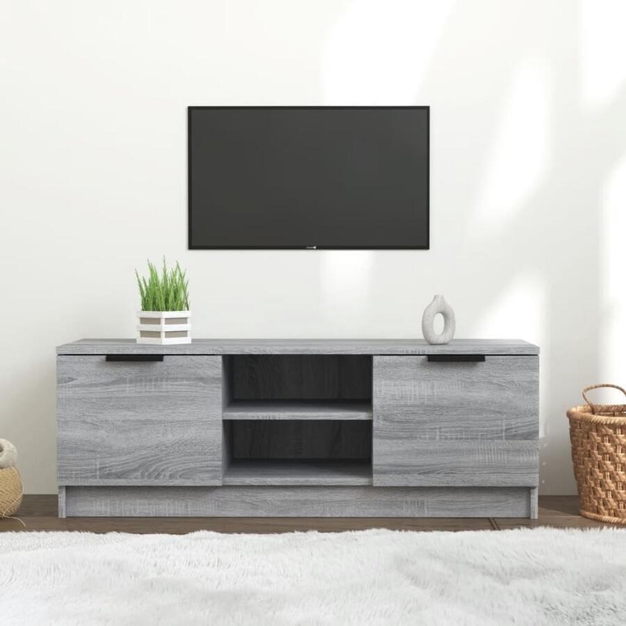 VidaXL Tv-meubel 102x35x36 5 cm Grijs Sonoma Eiken Televisiescherm Kast Tv Meubels Salontafel Houten Tv Stand Grijze Tv Kast