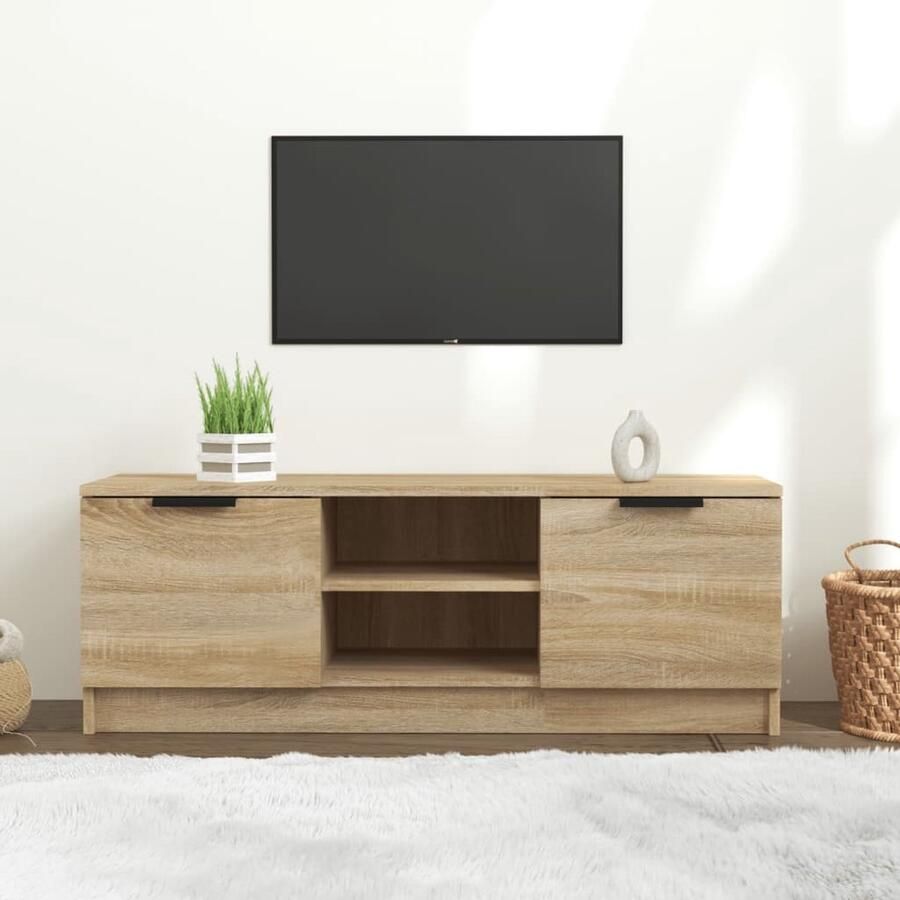 VidaXL Tv-meubel 102x35x36 5 cm Sonoma eikenkleur Tv Kast Salontafel Houten Meubels TV Stand Media Kast Woonkamerdecoratie Bruine Meubelen Landelijke Stijl Scandinavische Meubels Modern Tv Meubel - Foto 2