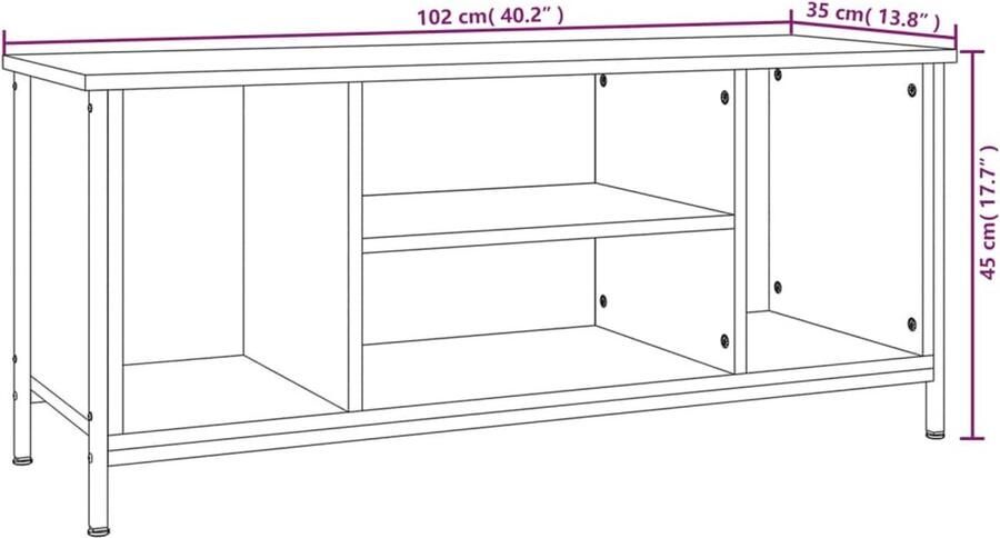 VidaXL -Tv-meubel-102x35x45-cm-bewerkt-hout-gerookt-eikenkleurig - Foto 3
