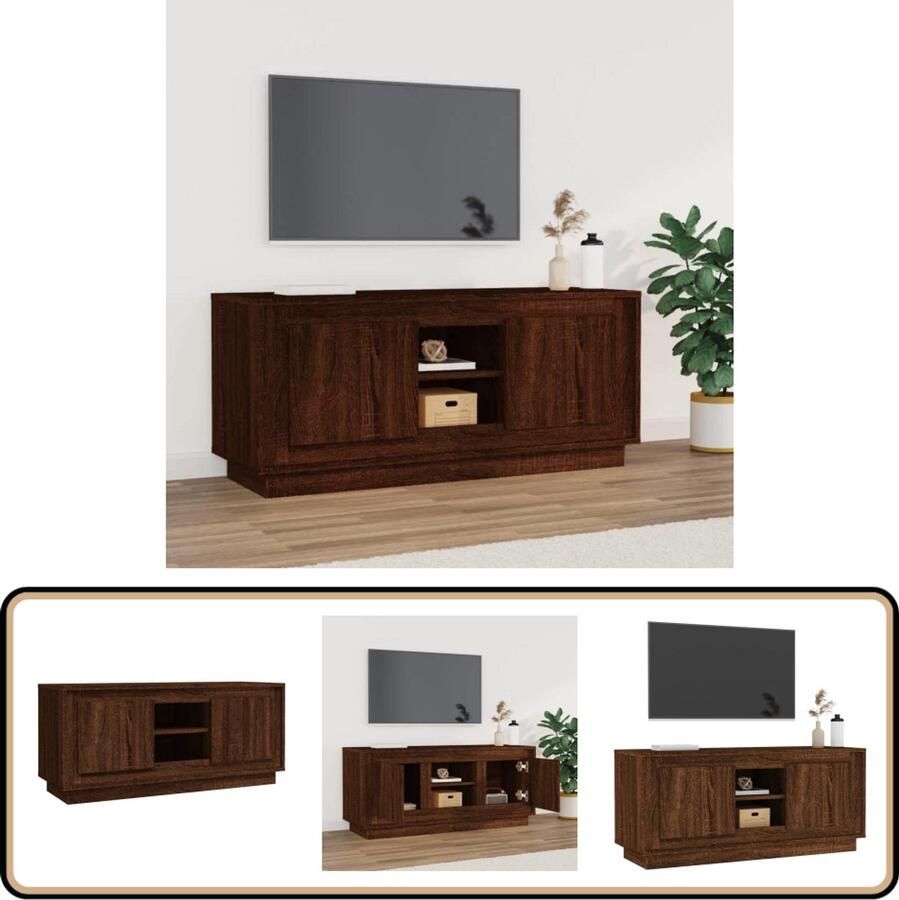VidaXL Tv-meubel 102x35x45 cm Bruin eikenhout Tv Meubels Bruine Houten Kast Salontafel Media Kast Bergruimte