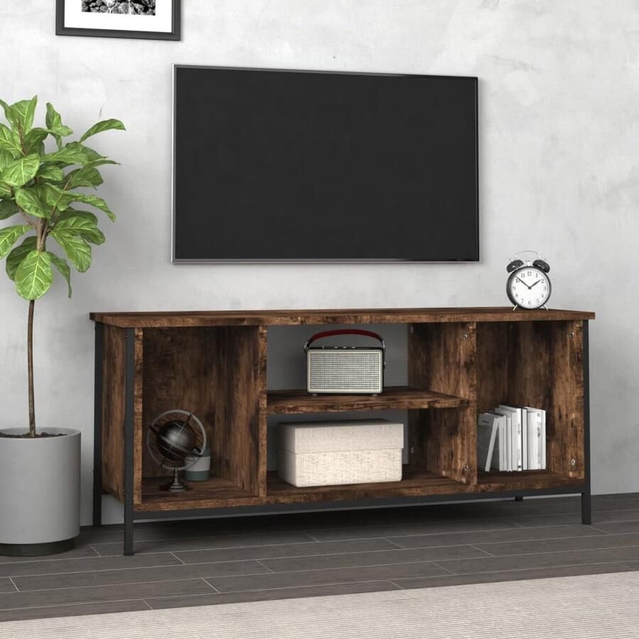 VidaXL Tv-meubel 102x35x45 cm Gerookt Eiken Hout Tv Kast Tv Meubels Hifi Kasten Houten Tv Kast Bruine Tv Kast Rustieke Tv Kast - Foto 2
