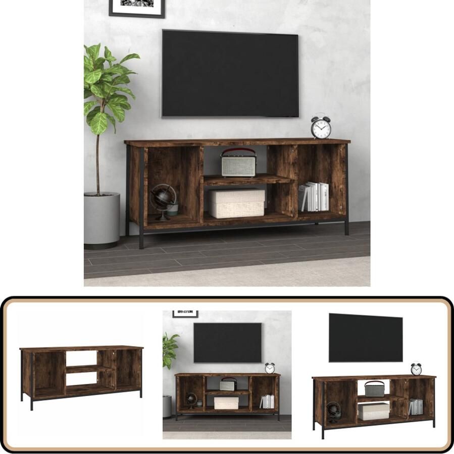 VidaXL Tv-meubel 102x35x45 cm Gerookt Eiken Hout Tv Kast Tv Meubels Hifi Kasten Houten Tv Kast Bruine Tv Kast Rustieke Tv Kast
