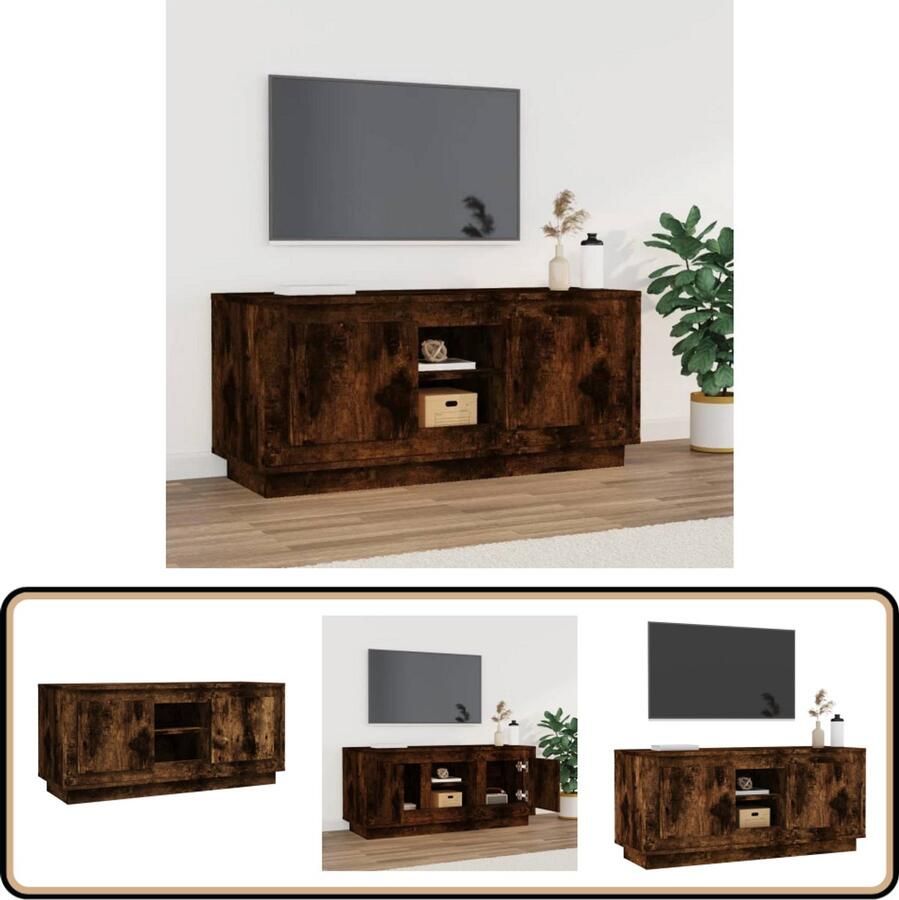 VidaXL Tv-meubel 102x35x45 cm Gerookt eiken Tv-meubel Media Kast Houten Tv-meubel Bruine Tv-kast Gerookte Eiken Meubels
