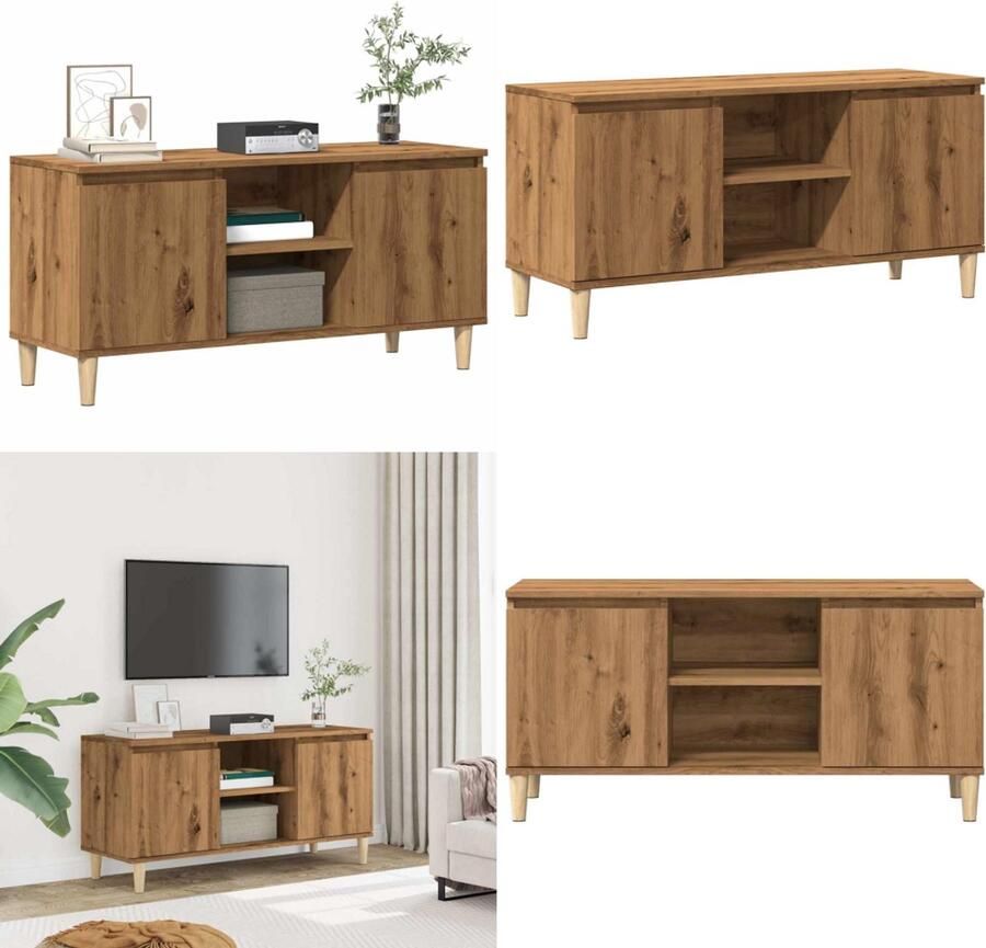 VidaXL Tv-meubel 102x35x50 cm bewerkt hout artisanaal eikenkleur Tv-meubel Tv-meubels Tv-kast Hifi-kast