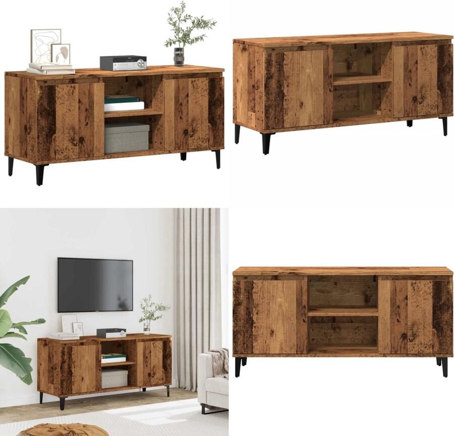 VidaXL Tv-meubel 102x35x50 cm bewerkt hout oud houtkleurig Tv-meubel Tv-kasten -Tv-standaard Tv-meubel