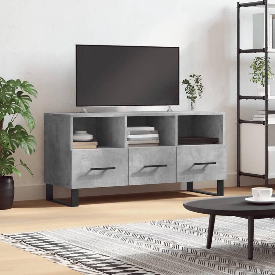VidaXL Tv-meubel 102x36x50 cm Betongrijs Tv-meubel Houten Tv-meubel Beton Grijs Tv-meubel Mediabox Salontafel Opberg Kast Living Room Furniture - Foto 2