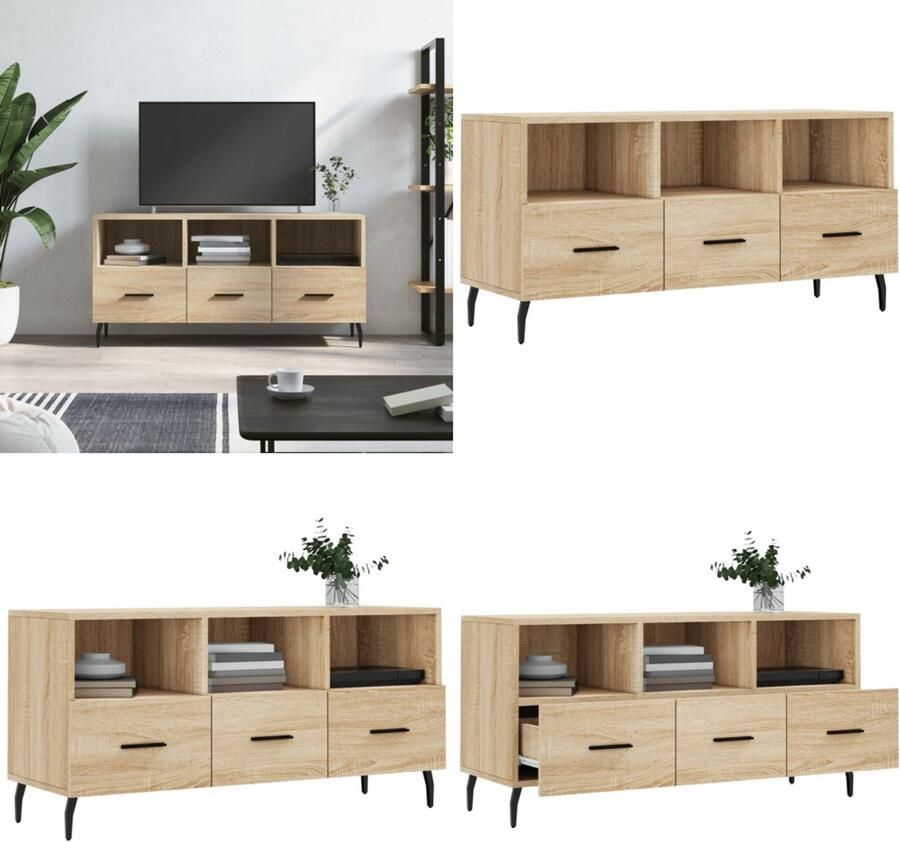 VidaXL Tv-meubel 102x36x50 cm bewerkt hout sonoma eikenkleurig Tv-meubel Tv-meubelen Tv Kast Opbergkast