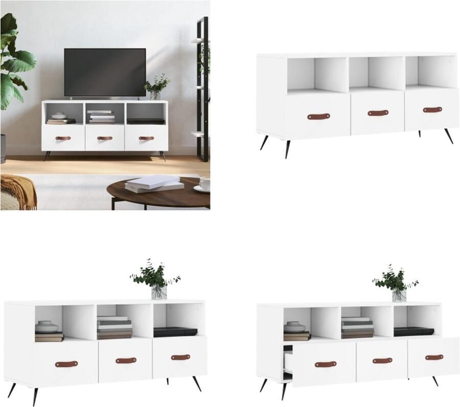 VidaXL Tv-meubel 102x36x50 cm bewerkt hout wit Tv-meubel Tv-meubelen Tv Kast Opbergkast